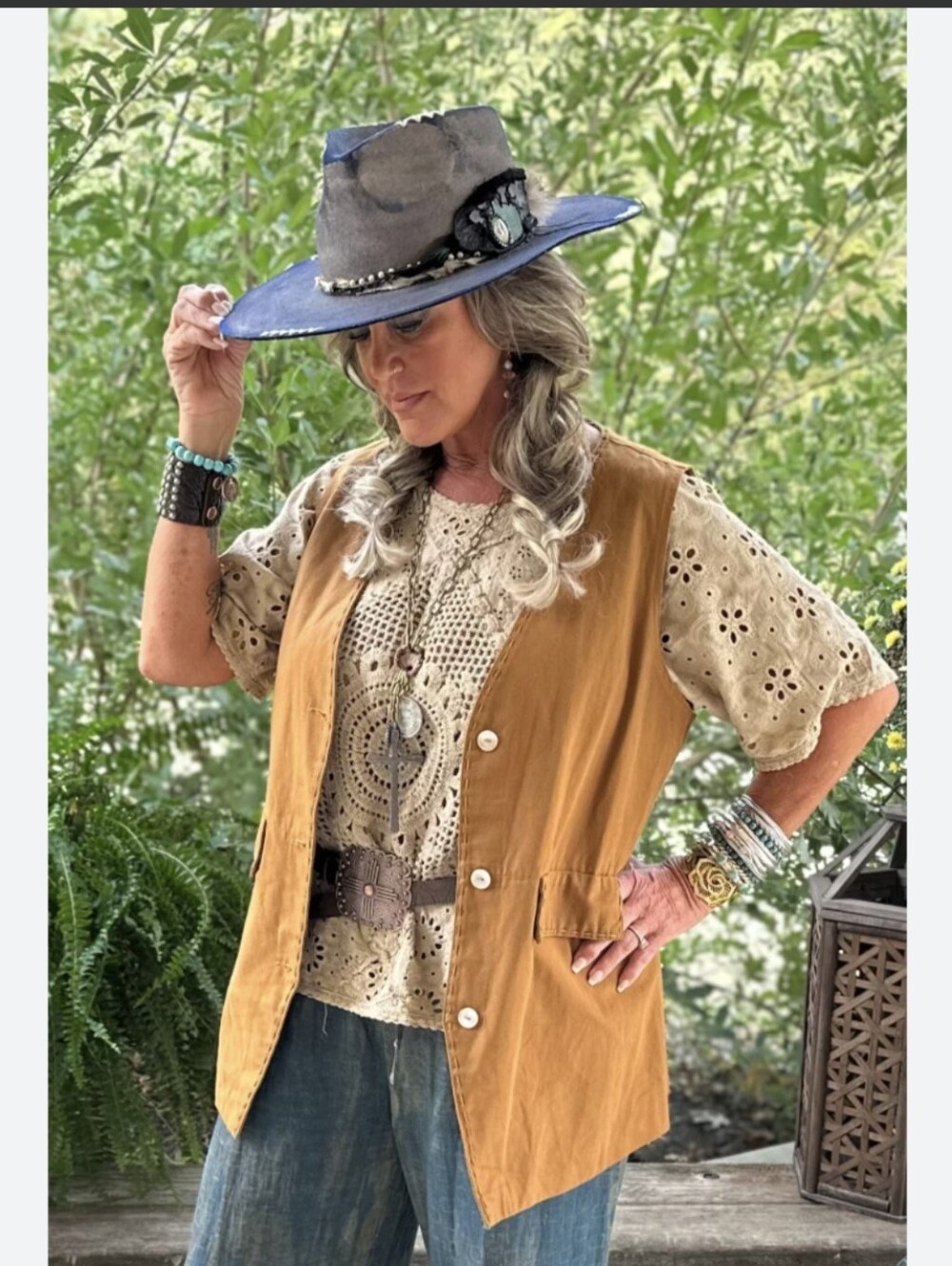 Jaded Gypsy Harvest Wind Mustard Button Front Vest Bohemian Hippie Western